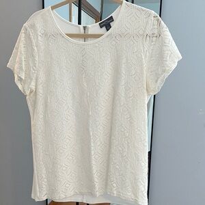 Market & Spruce Cream Lace Blouse